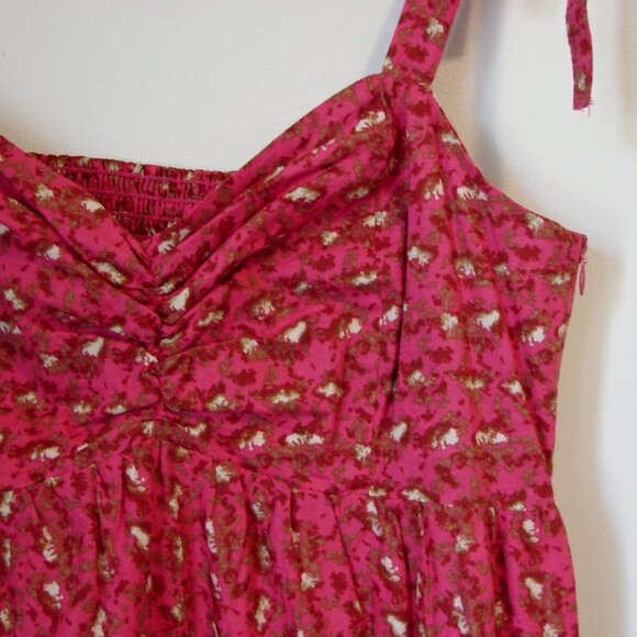 Floral Boho Babydoll Maxi Dress Pink Sweetheart Neckline Sleeveless Medium - Picture 4 of 15